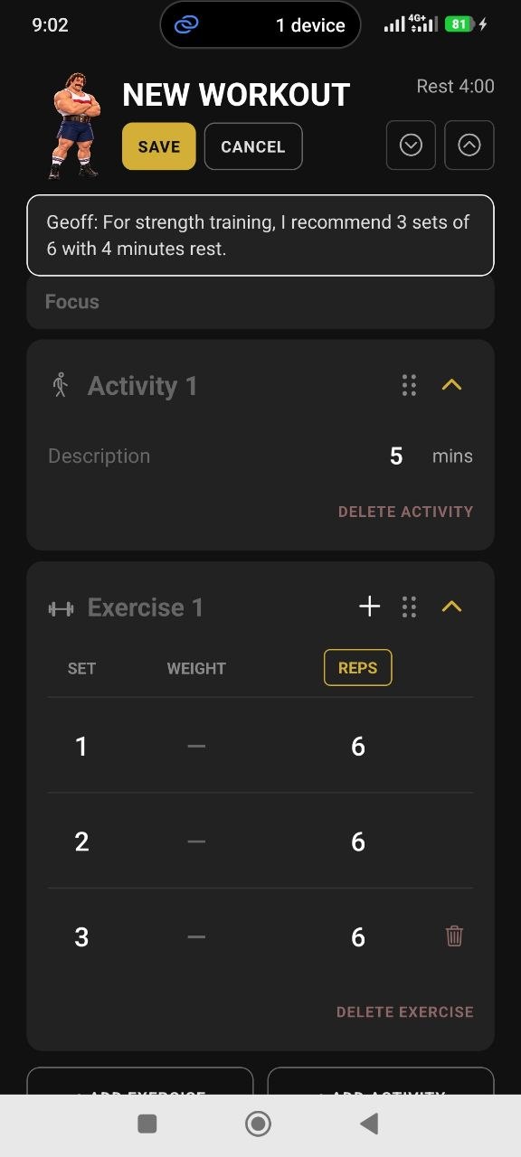 GymPro workout setup