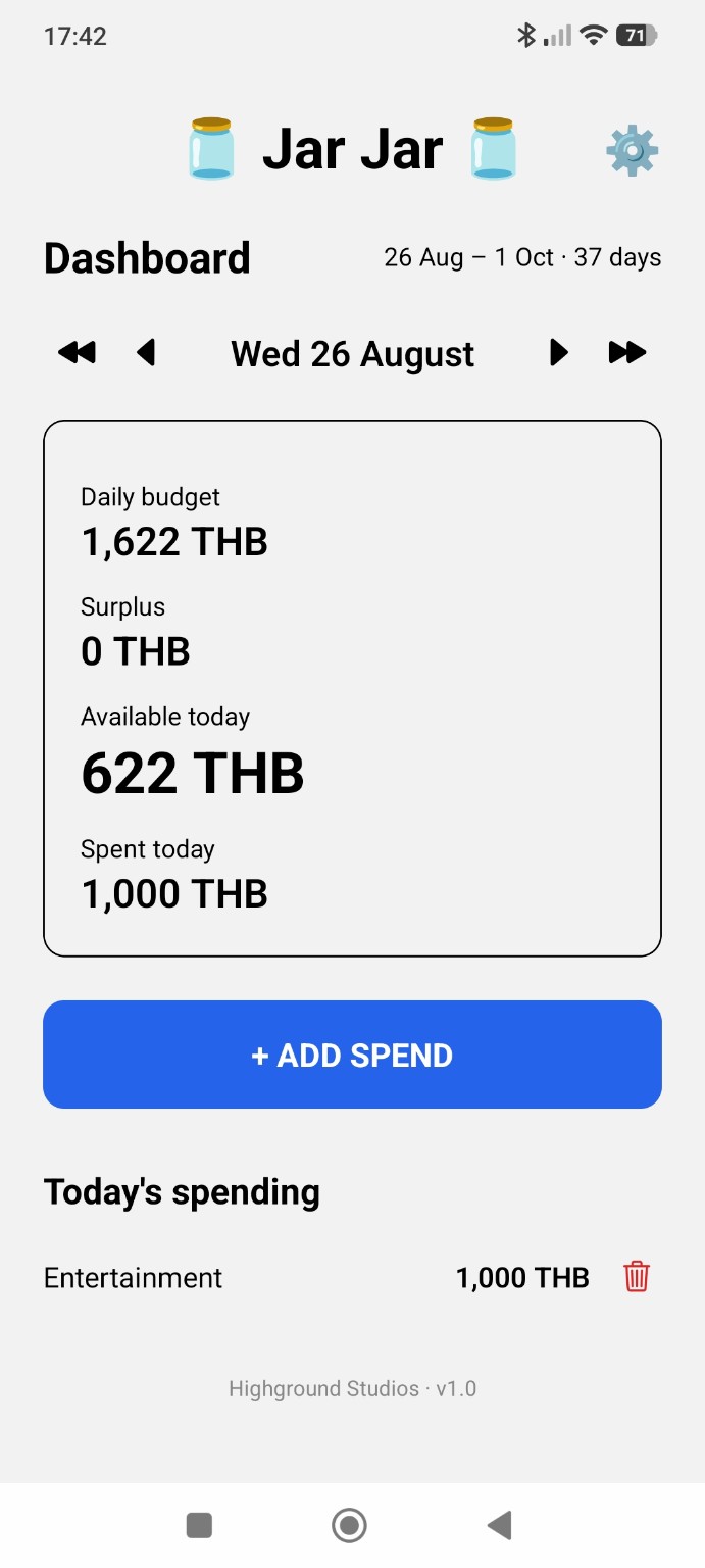 Jar Jar budget dashboard