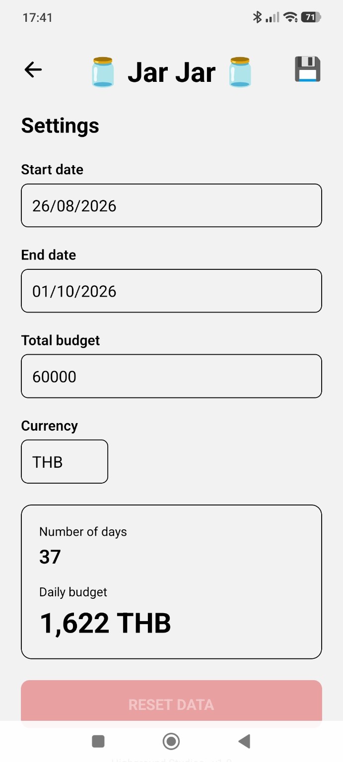 Jar Jar budget settings