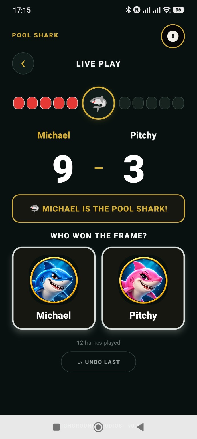 Pool Shark Game On screen